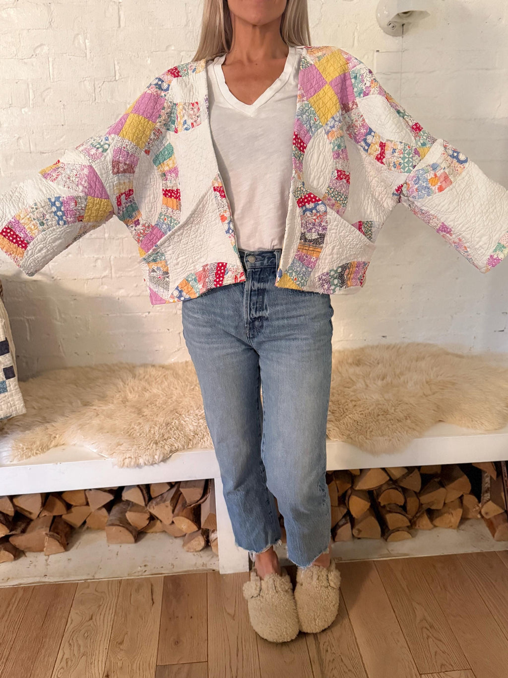 Antique/ Vintage Double Wedding Ring Quilt Jacket