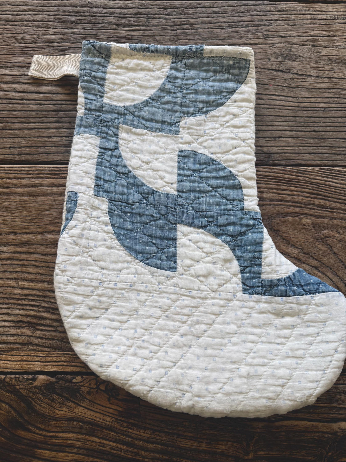 Antique Vintage Handmade Indigo Quilt Christmas Stockings