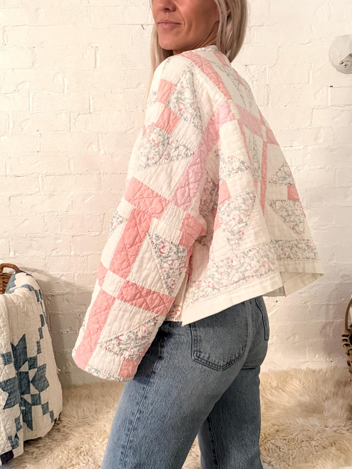 Vintage handmade heirloom quilt jacket