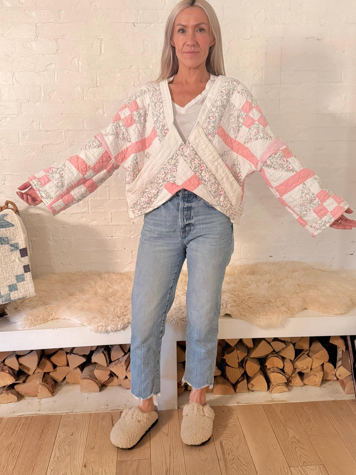 Vintage handmade heirloom quilt jacket