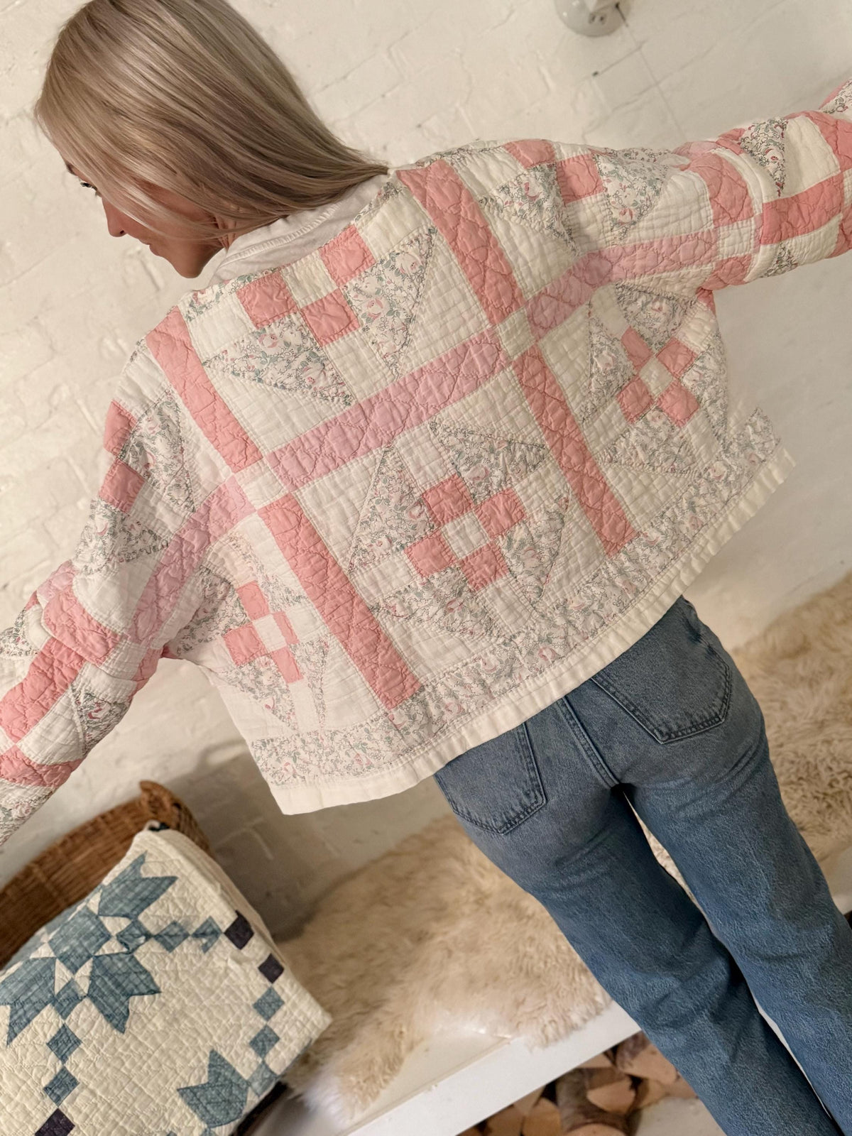 Vintage handmade heirloom quilt jacket