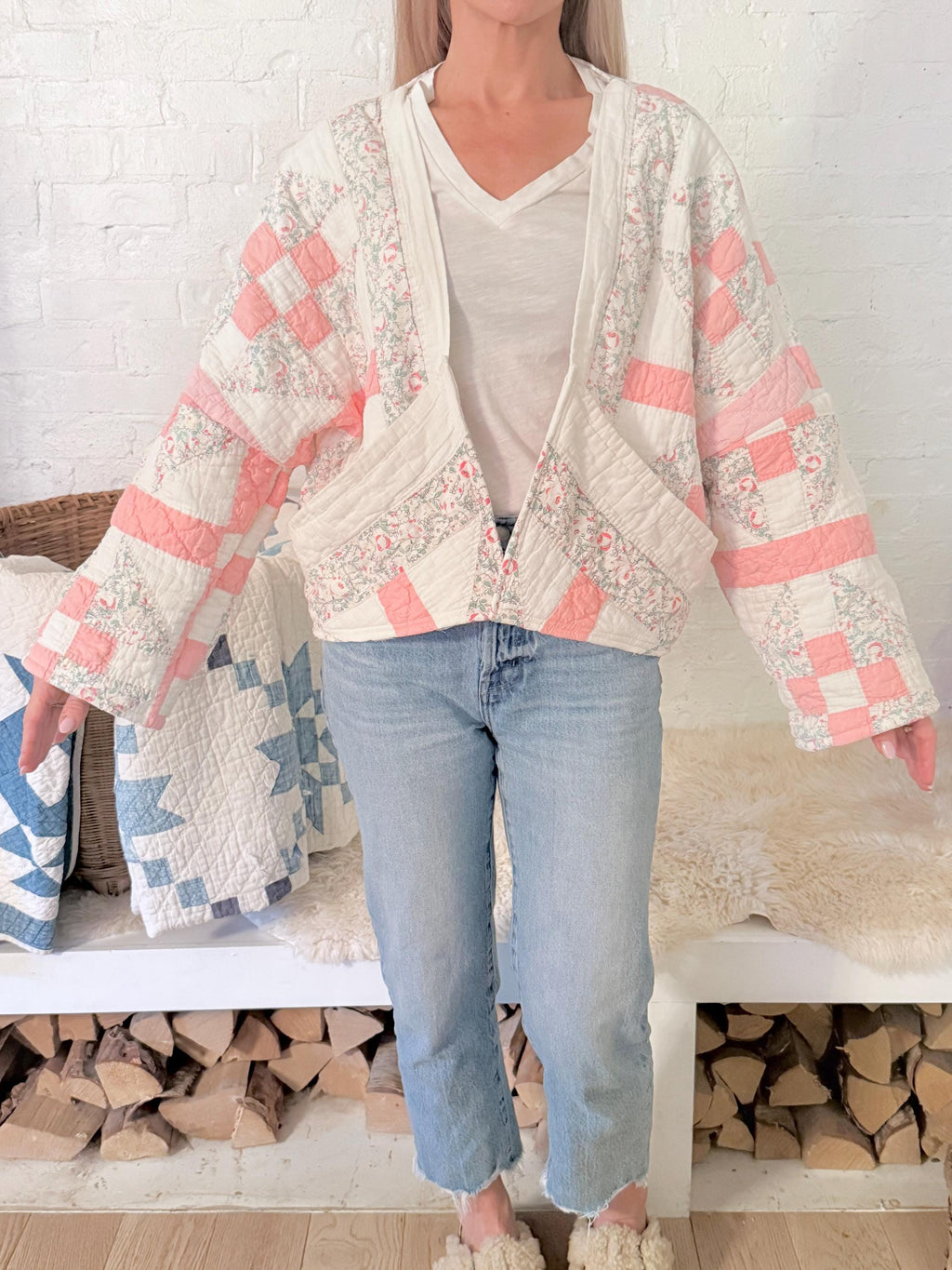 Vintage handmade heirloom quilt jacket