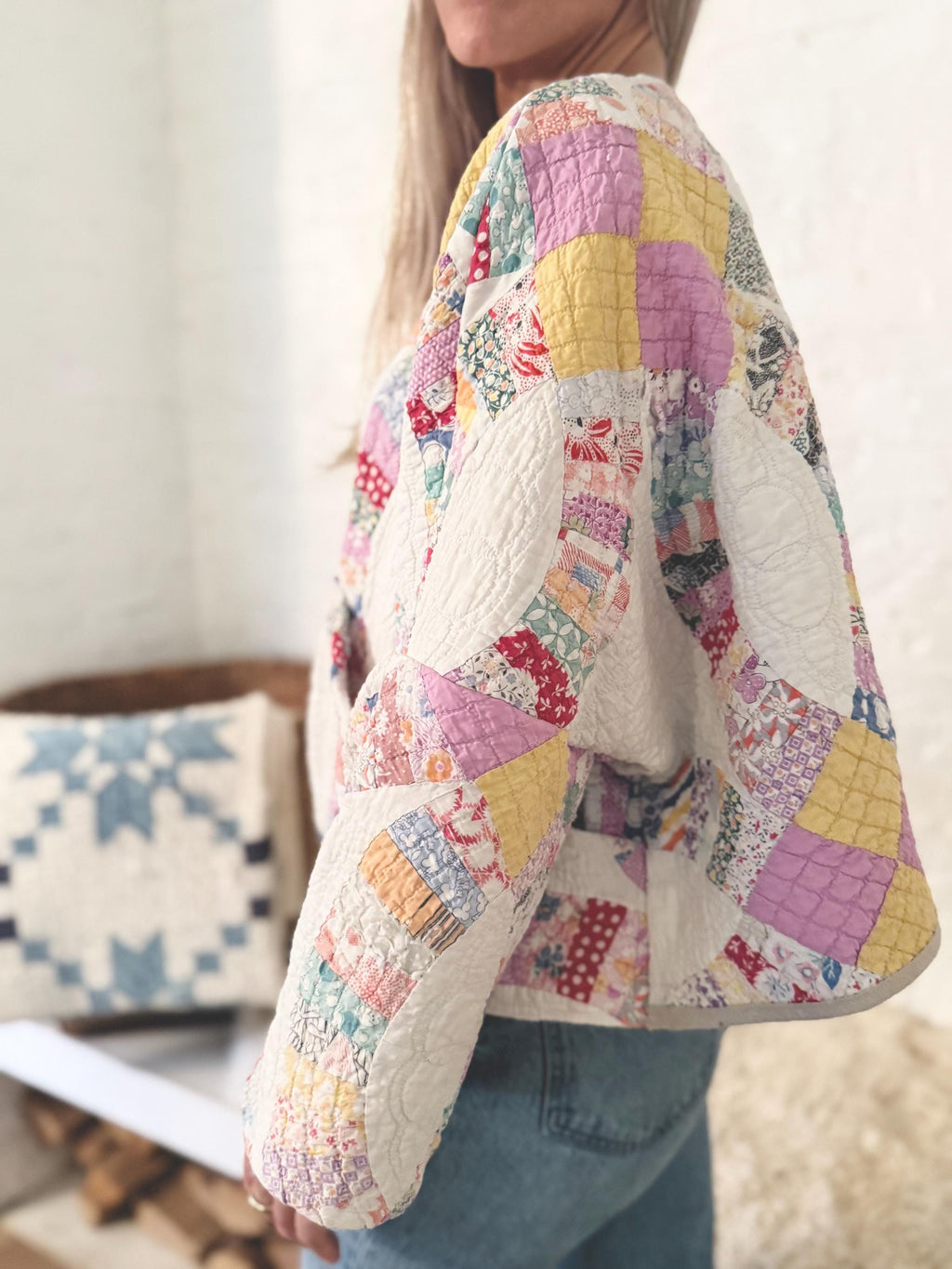Antique/ Vintage Double Wedding Ring Quilt Jacket