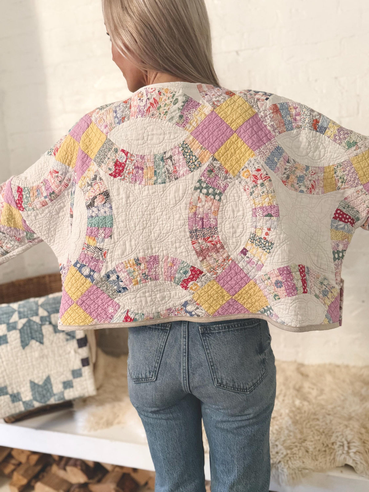 Antique/ Vintage Double Wedding Ring Quilt Jacket