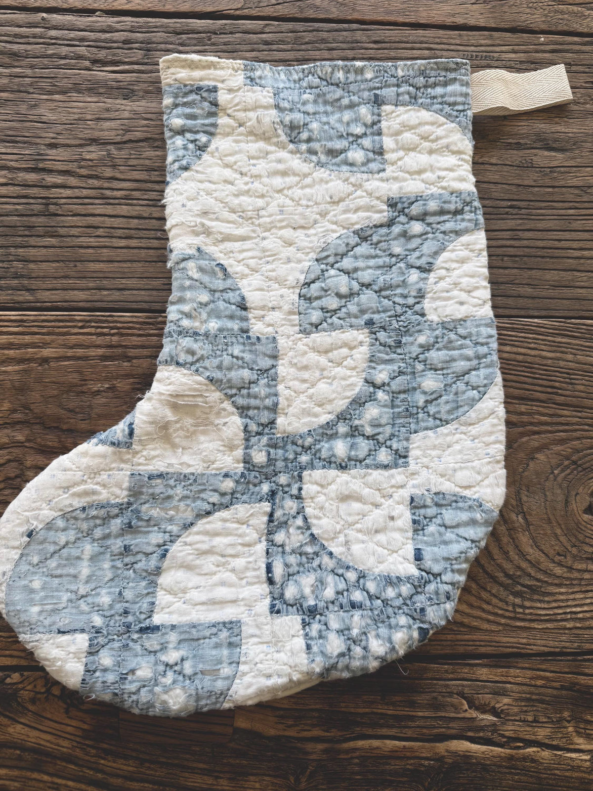 Antique Vintage Heirloom Handmade Indigo Quilt Stockings