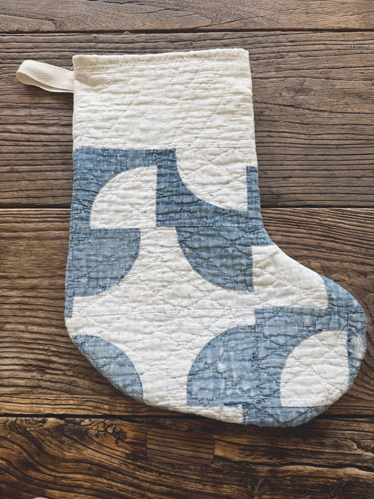 Antique Vintage Handmade Indigo Quilt Christmas Stockings