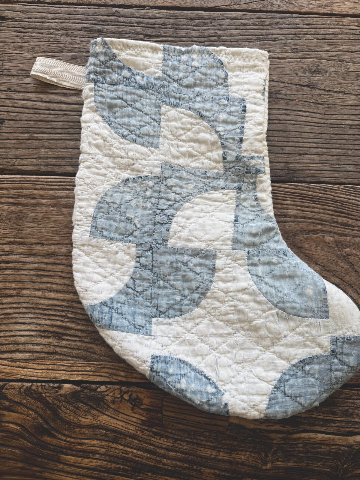 Antique Vintage Handmade Indigo Quilt Christmas Stockings