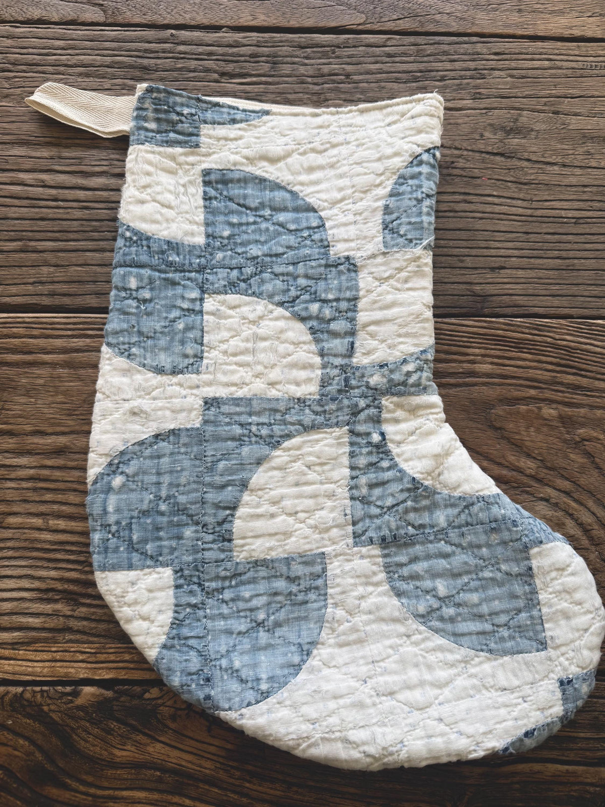 Antique Vintage Handmade Indigo Quilt Christmas Stockings